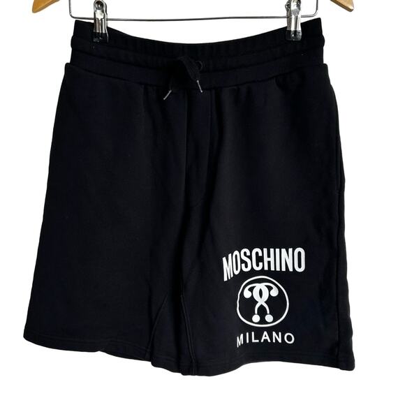 Moschino Double Question Mark Logo Men’s Black Shorts - Picture 1 of 6